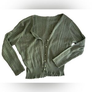 Simple Retro Emma Knitting Cardigan-Absinthe Green L